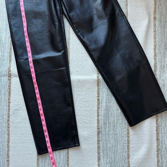 Agolde Recycled Leather Broken Waistband Straight Leg Pants in Detox Women’s 24 - Picture 2 of 10